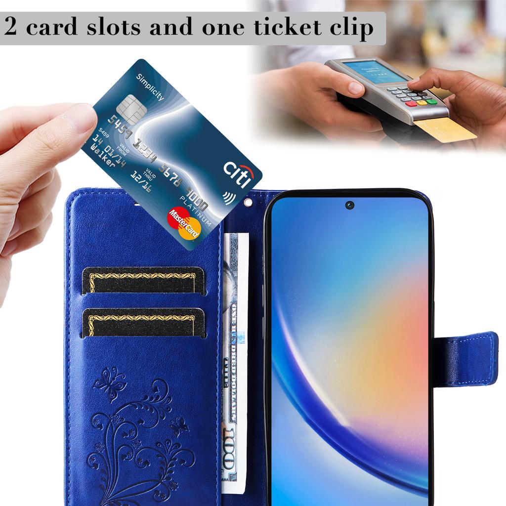 For Samsung Galaxy A55 5G Wallet Case Floral Butterfly Imprinted Leather Phone Cover Stand