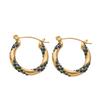 18K Gold Plated C-Shaped Twisted Stainless Steel Earrings with Inlaid Diamonds - High-end Titanium Steel Accessories