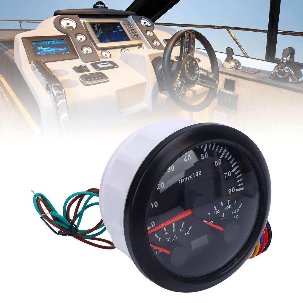 3 In 1 85mm Tachometer 8000rpm 40 To 120 Celsius Water Temp 0 To 10bar Oil Pressure 7 Color Backlight for Car Truck Boat