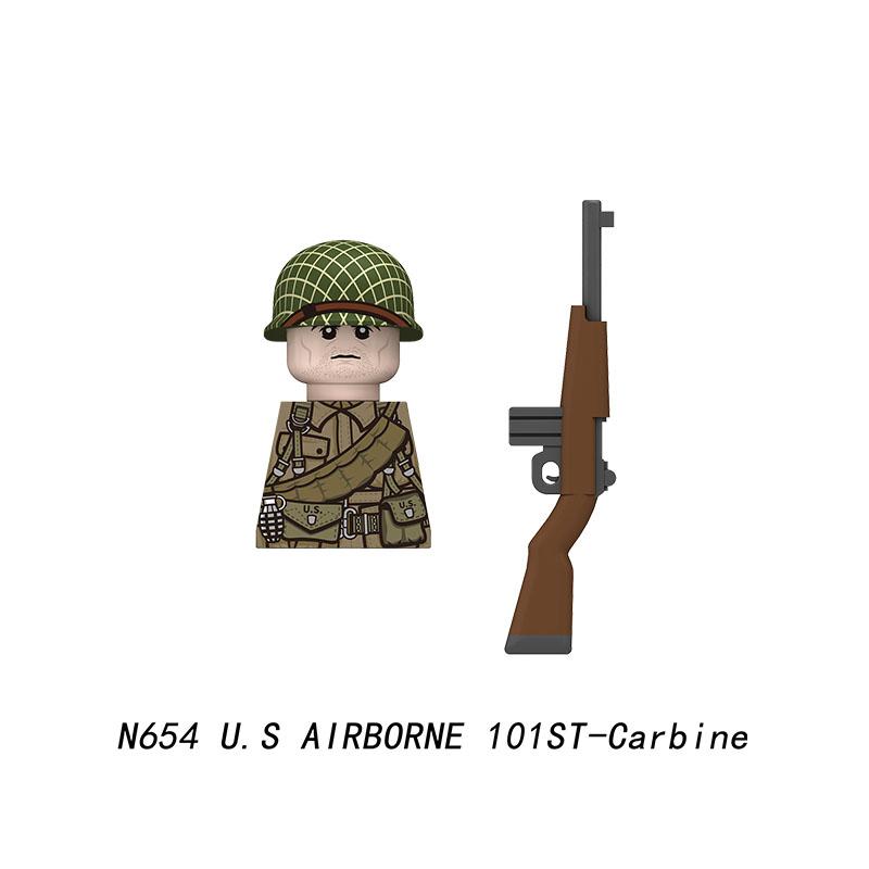 Military Soldier Figure Building Blocks British US French Army Weapons 101 Airborne Division Officer Infantry M1 Toys Gifts D126