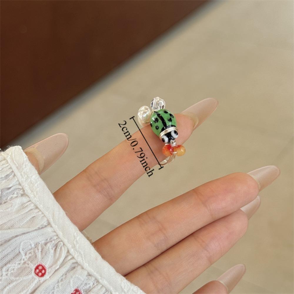 Jewelry Accessories Insect Drip Oil Ring Geometric Enamel Flower Ring Retro Painting Ring  Friend