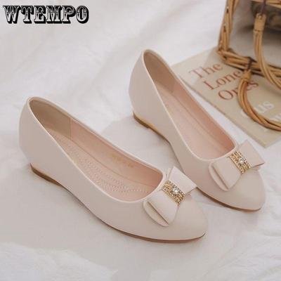 Women Pointed Toe Solid Color Shoes Ladies Non-slip Middle Heel Rhinestone Shoes Shallow Mouth Comfortable Shoes Footwears