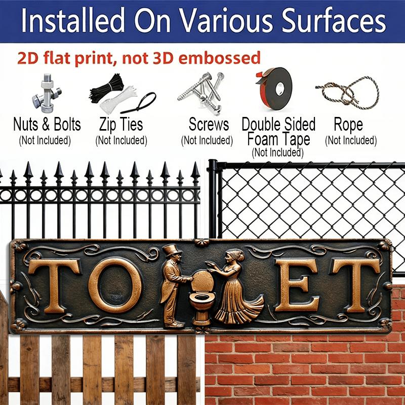 2D Flat - Vintage Aluminum Decorative Sign for The Bathroom, Restroom, or Powder Room, Measuring 15.7×3.94inch, Perfect for Hotels and Pubs