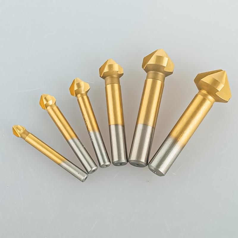 6/7Pcs Countersink Drill Bit, 3 Edge 90 Degrees Chamfer End Mill Cutter Chamfering HSS Countersink Drill Bit Tool