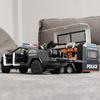 1/32 Tesla Police Cybertruck Trailer Off Road Pickup Truck Diecast Model Car Alloy Children's Toy RV Sound & Light Music Birthday Gift