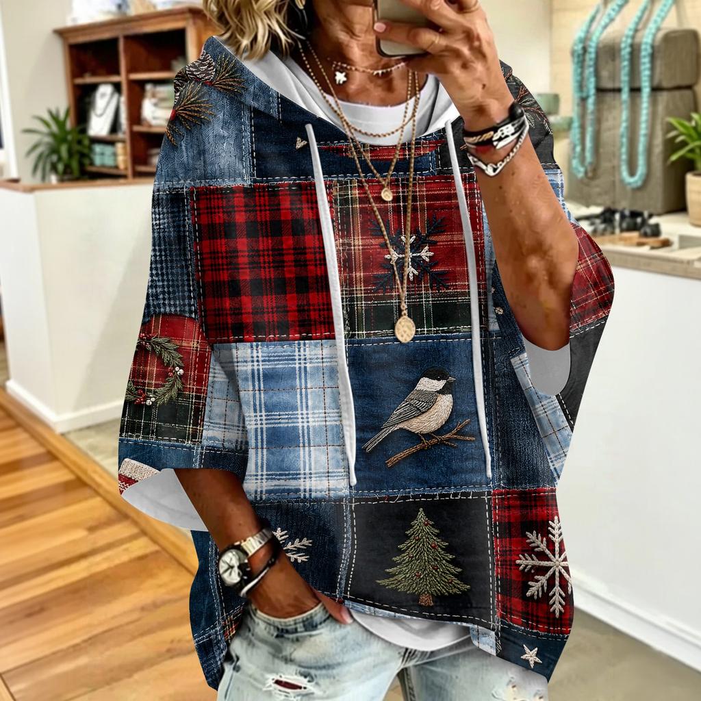 Sweat à capuche pour femme avec imprimé de Noël Coupe ample Pull
