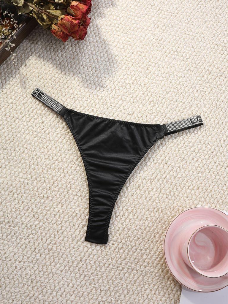 Women's Plus Size Rhinestone Sport Thong - Mid-Low Waist, Breathable Cotton Crotch, Sexy & Comfortable 442
