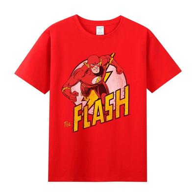 Baumwolle 2D Bedrucktes Kurzarmhemd DC Flash Anime Kurzarmhemd Film und Anime Hauskleidung Jungen Sportbekleidung