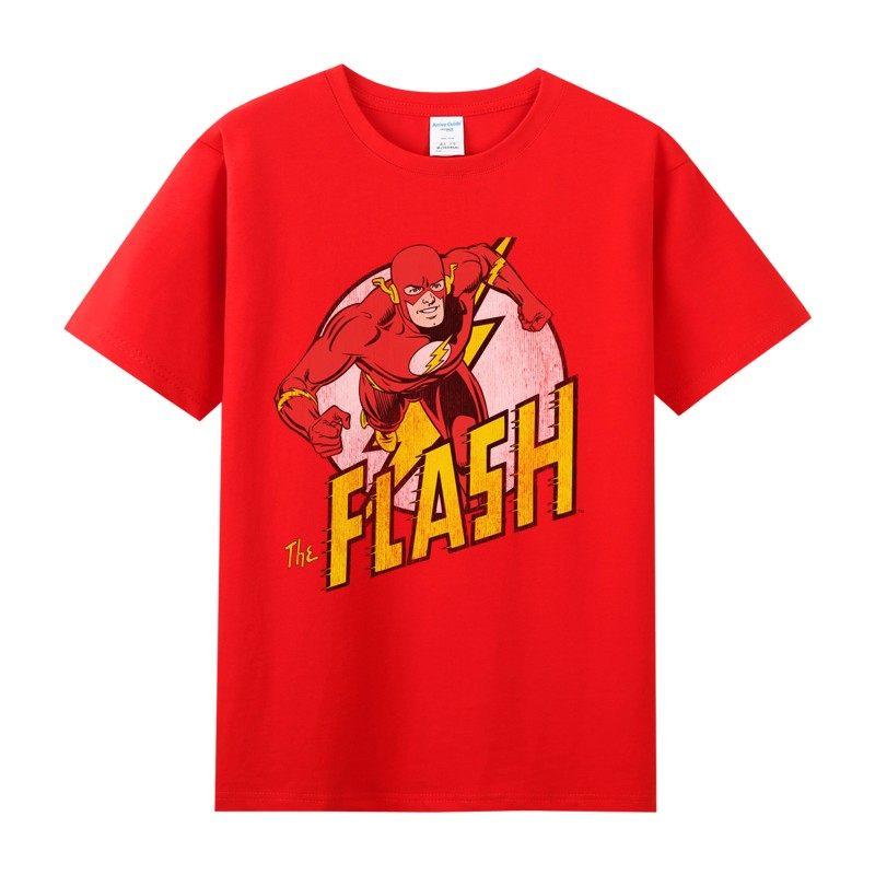 

Cotton 2D Printed Short Sleeved Shirt DC Flash Anime Short Sleeved Shirt Movie and Anime Home Wear Boys Sportswear XL