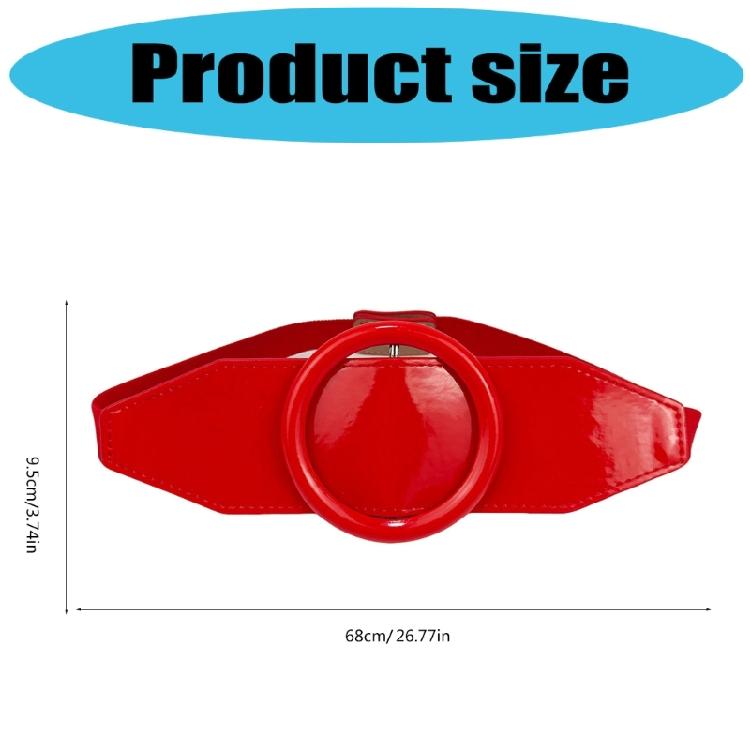 Elegant Elastic Waist Belt For Women Round Buckle PU Waistband For Everyday Wear Casual Outfit All Matching Waist Decors