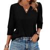 Women's Fashion Casual 3/4 Sleeve Solid Color Shirt Women's V-Neck Tops
