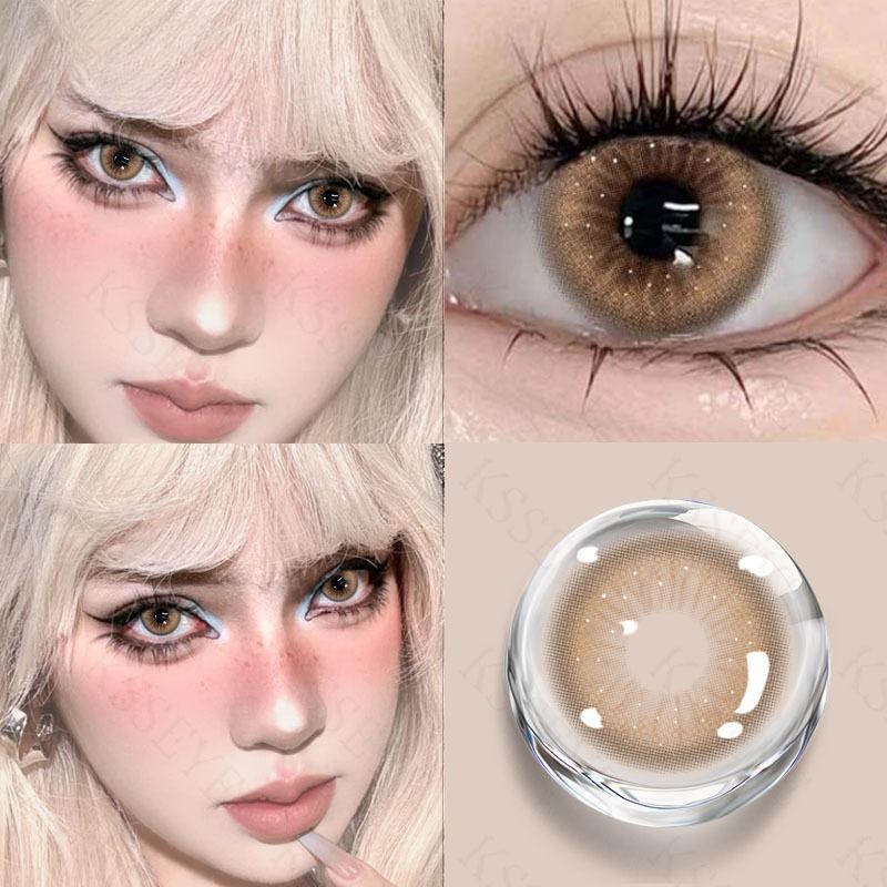 MillCreek Lot de 2 mini lentilles de contact 14,2 mm Rose/marron Naturel Style journalier 1 an Étudiant Unisexe 0 ~ -8,00 degrés