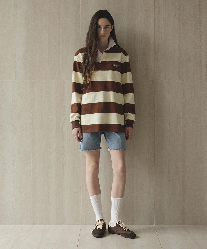 Seutyudioaenpaleukeu Striped Rugby Shirt_Brown