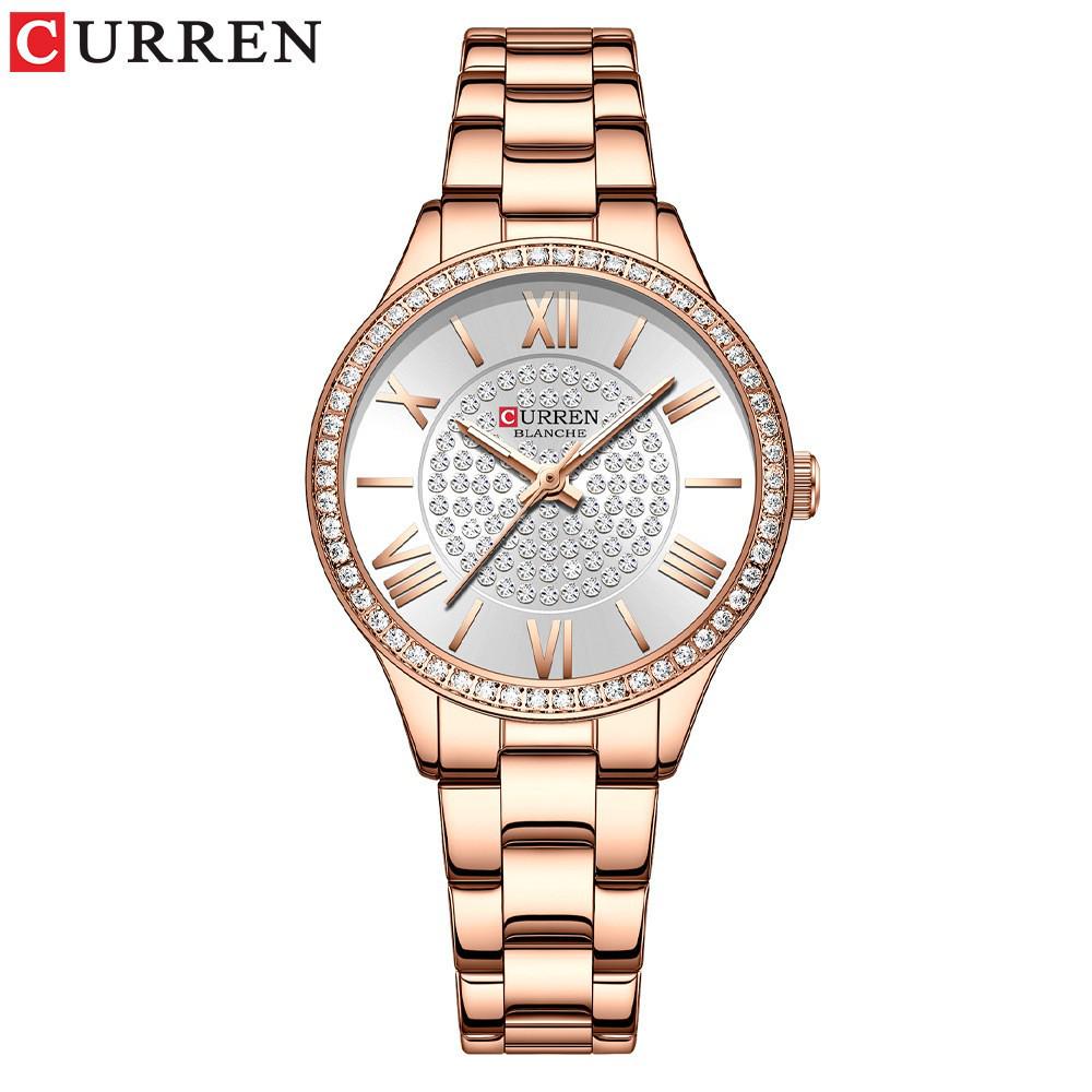 Elegant Women s Diamond-Accented Steel Strap Watch, New Year Edition 9084 лица  розовая ракушка