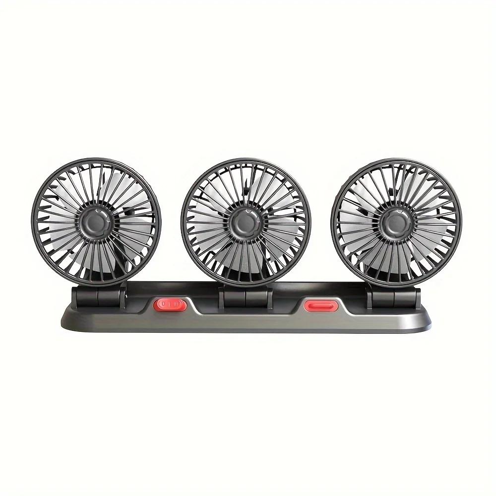 Car Fan Three-Head USB 3-Speed Adjustable 360-Degree Rotation Suitable For Car Cooling Powerful Fan With Hidden Aromatherapy Box