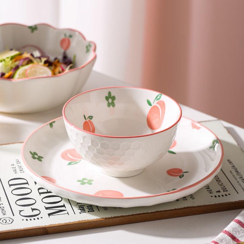 Zhishi Japanese Style Peach Blossom Ceramic Dinnerware