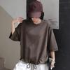 DIMANAF 2025 Plus Size Summer Solid Bat Stripe T-shirt Women Short Sleeve Loose Tops Tees