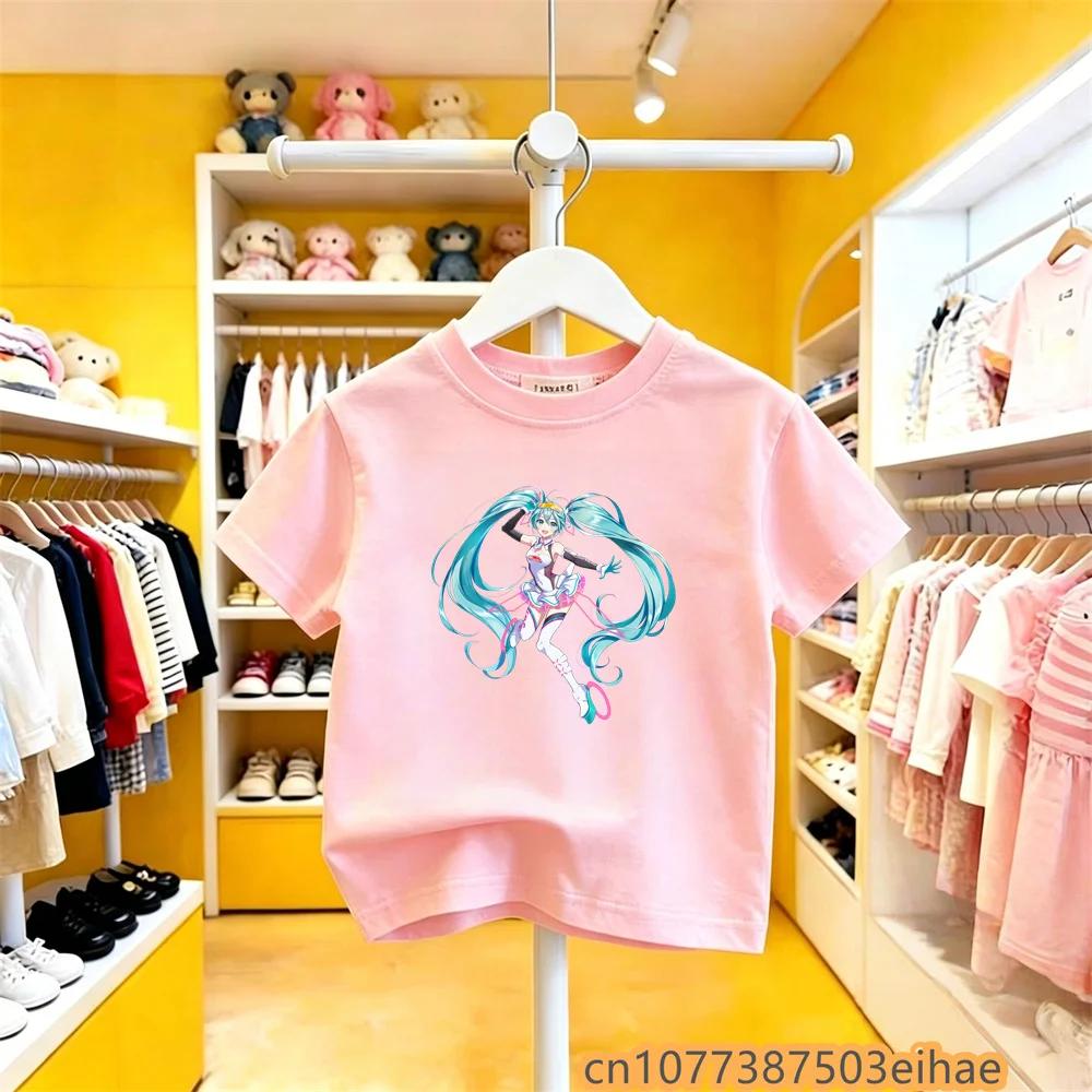 Hatsune Miku Anime Future Peripheral Collaboration Pure Cotton COS Anime Cartoon Printed Boys and Girls New Casual Tshirt
