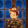 Gold Silver Red Tree Topper Lighted Christmas Topper, Illuminated Santa Claus Gingerbread Nutcracker Treetop Decorative Geometric Crown Ornament with