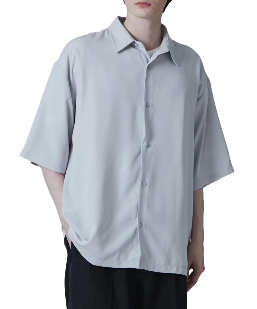 WEGO Thick Big Short Sleeve Loose Plus Solid Everyday Classic Light Gray Men's Shirt, Top, Spring/Summer, Fit, Sizes, Color, Simple, Wear, Casual,