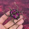 Faceted Kashmir Ruby Pendant Copper Wire Wrapped Jewelry Beetle Gemstone Pendant