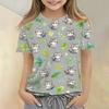 Kids Animal Print Crew Neck Short Sleeve Casual Loose Fit T Shirt Top for Children Soft Comfortable Fabric Suitable for Everyday Wear