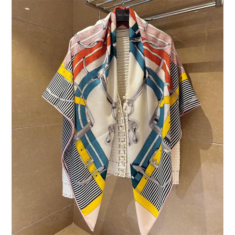 NINA SOLOR Horse Bit Lock Ring Lamb Wool Square Scarf