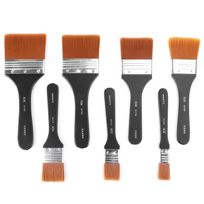 7-teiliges, leichtes Pinselset mit Holzgriff und flachen Pinseln für Öl- und Acrylmalerei