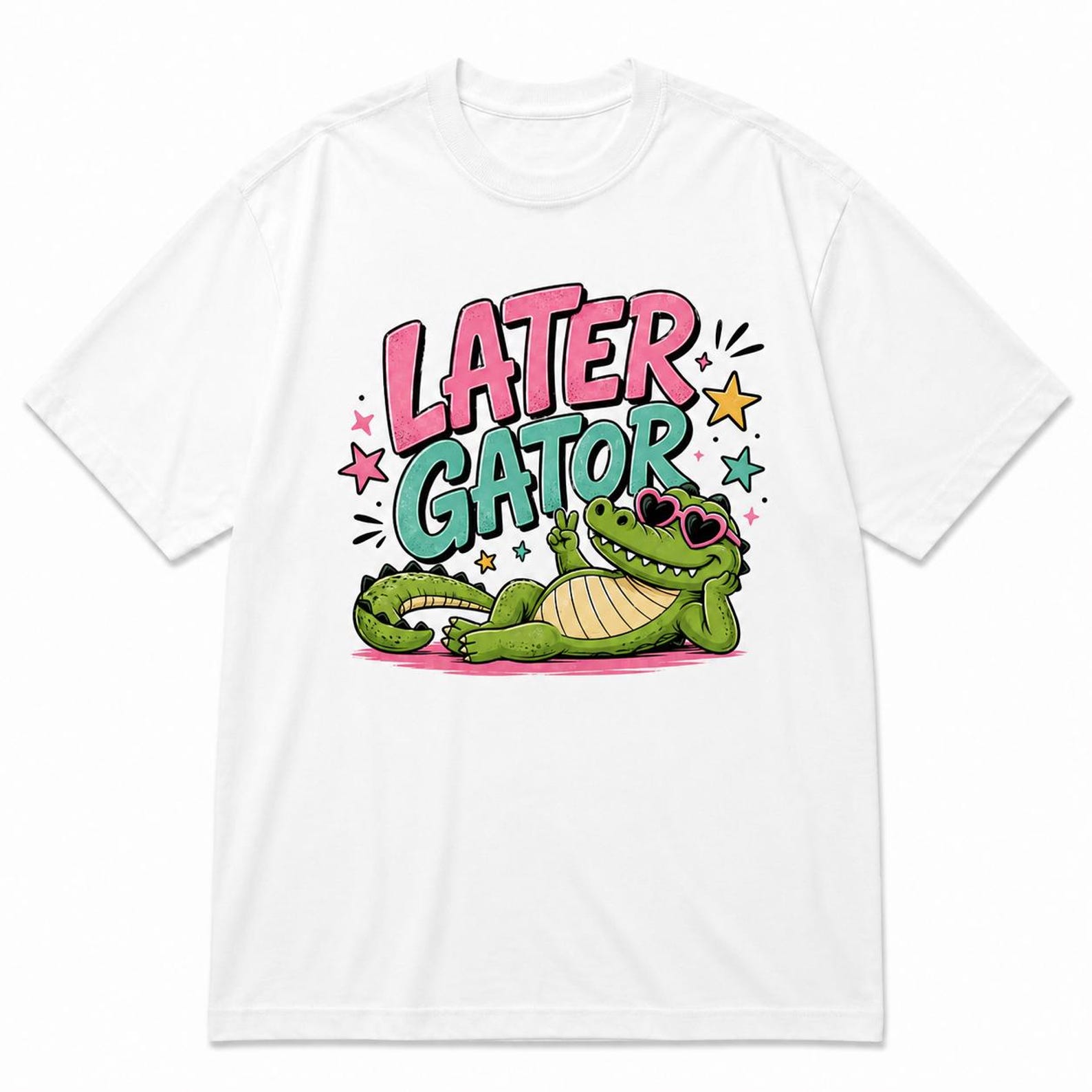 Later Gator Retro Alligator T-Shirt | Summer Beach Vacation Graphic Tee XL