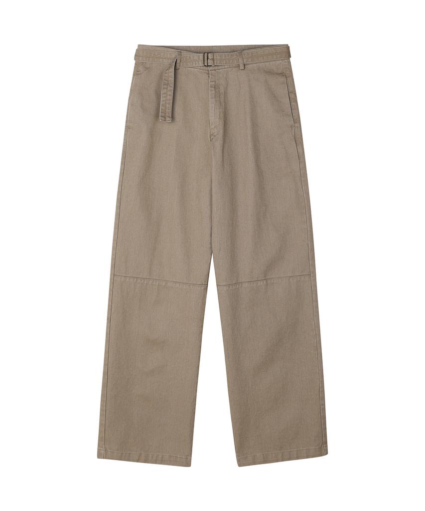NOISE Belted Washed Cotton Pants - Beige