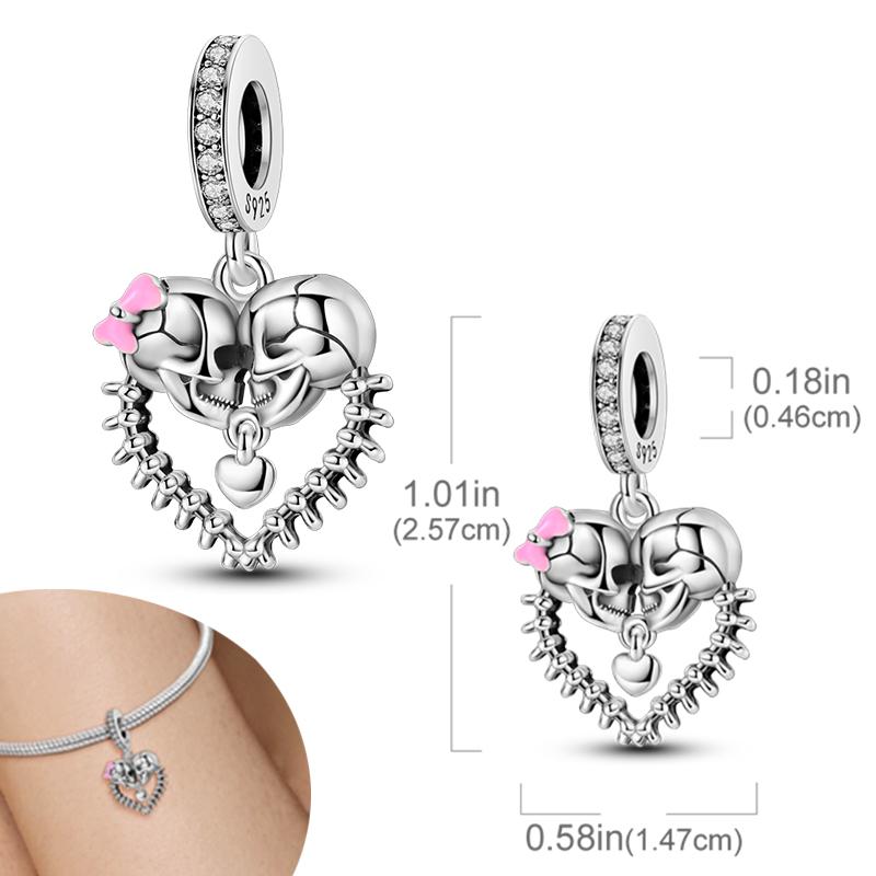 New Halloween Pumpkin Skull Witch Charm Bead Copper Fit Original Charms Bracelet Pendants Halloween Gift Diy