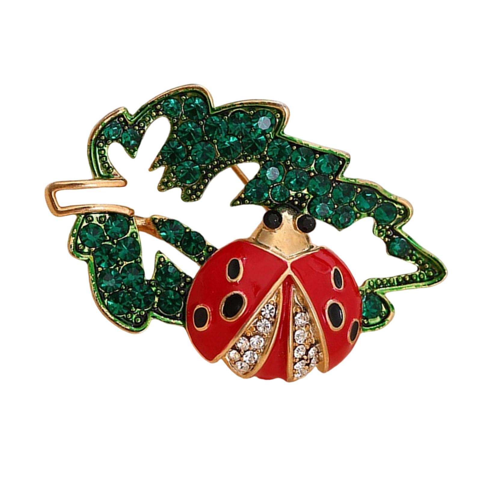 

Элегантная брошь-булавка «Божья коровка» для женщин, сверкающая кристаллами, эмалевая бижутерия, аксессуар, идея для подарка, элегантная брошь-жук с бриллиантами 3