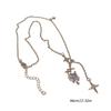 Korean Zircon Crystal Heart Clavicle Necklace Silver Color Y2k Star Pendant Necklaces for Women Aesthetic Jewelry Gift