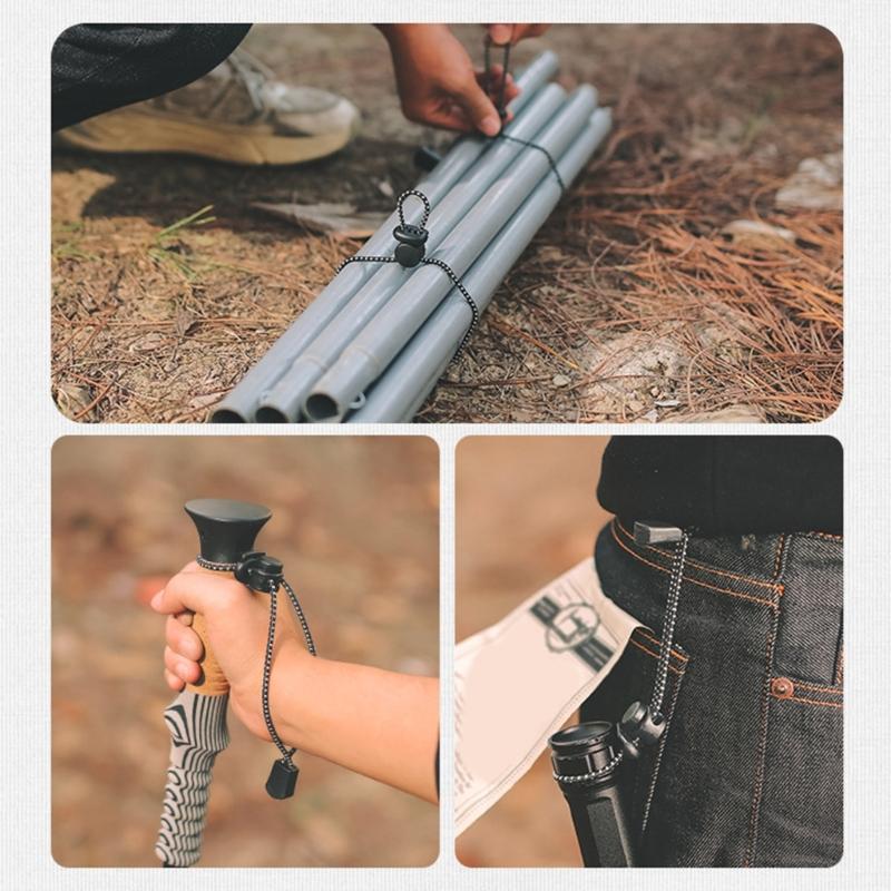 Pack of 10 Elastics Fastening Cord with Secure Clip Expandable Rope for Camping Shelter Stability and Outdoor Attachments