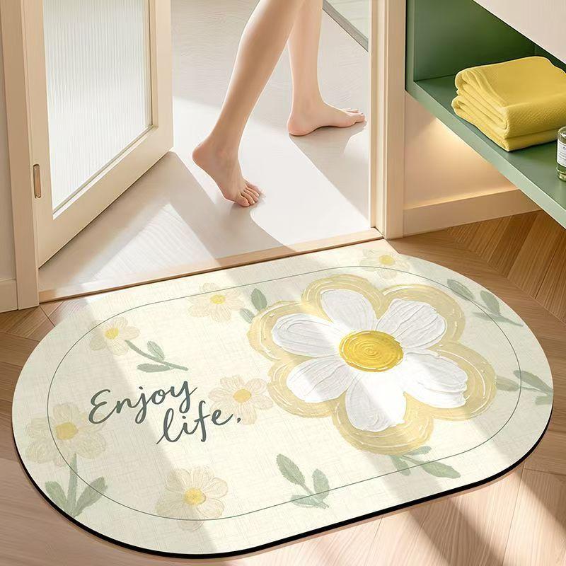 Diatomaceous Earth Mat Quick-Dry Toilet Carpet Bathroom Household Foot Mat Water-Absorbent Bathroom Mat Dirt-Resistant Non-Slip Mat