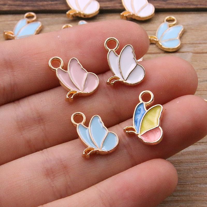 4 Colors DIY Alloy Jewelry: KC Gold Enamel Butterfly Pendant Charm