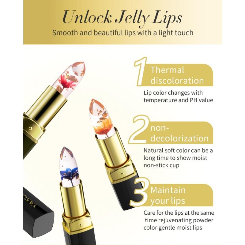 Flower Lipstick Clear Jelly Color-changing Gold Leaf Lipstick Warm Change Lipstick Non-stick Cup Non-fading Lip Gloss