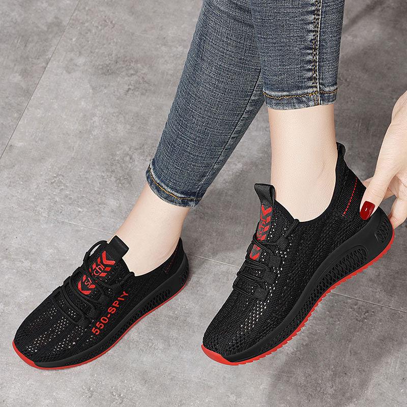 2025 Summer New Women's Casual Mesh Hole Shoes Sports Little White Shoes Breathable Running Single Shoes Mother Shoes