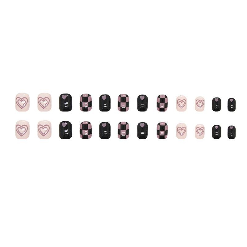 24 Pcs Spice Girl Sweet Cool Ins Wind Wearing Nail Pink Love Impact Black Purple Full Nail Art