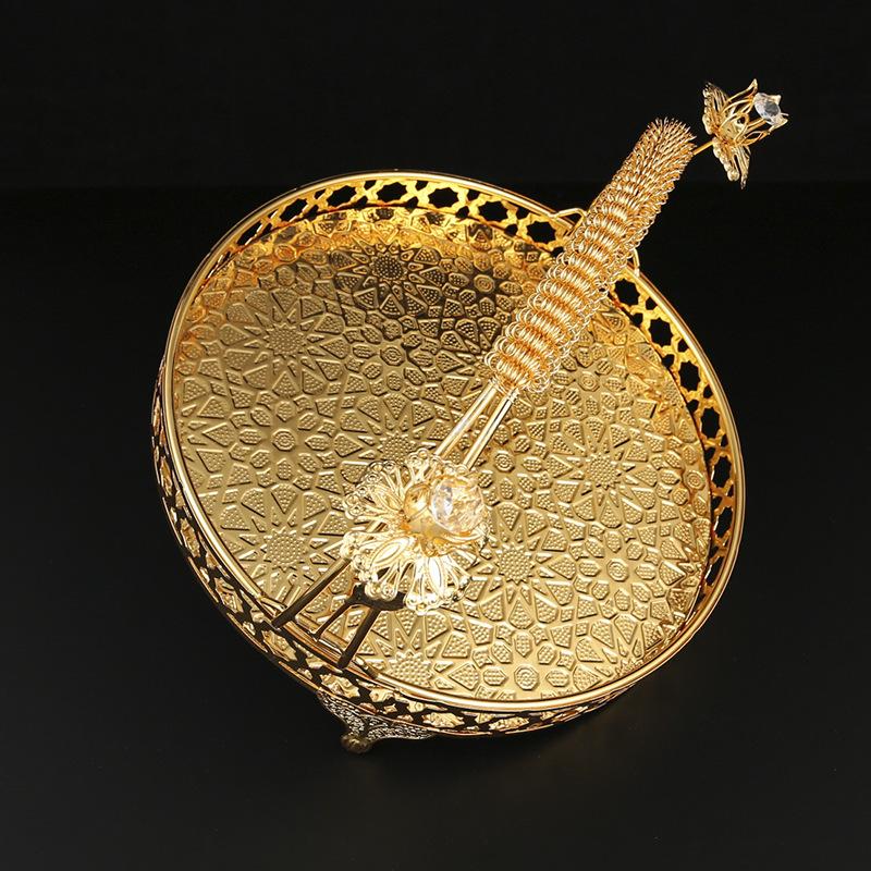 Golden European Vintage Fruit Plate, High-End Round, Hotel Fruit Basket, Cake Plate Ornaments, Living Room Multi-Purpose Fashion