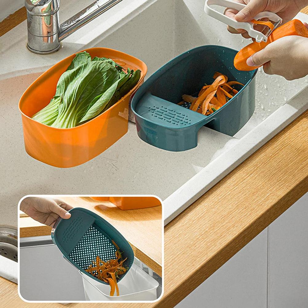 Kitchen Drain Basket Hanging Sink Basket With Drainage Holes Trays Kitchen Strainer Drain Dry and Wet Separation