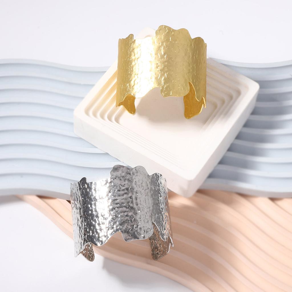 New retro cold style hip hop trend street shot irregular wide face concave convex personality opening bracelet bracelet