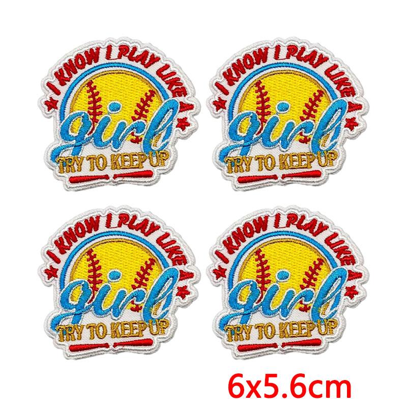 10PCS Softball Themed Iron On Patches, Softball Bow & Unicorn Embroidery Patches, Patches for Clothing DIY Decoration