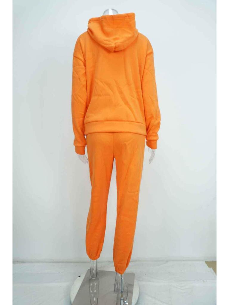 2026 Spring Women's European & American Solid Color Hoodie Sweatshirt & Long Pants Casual Streetwear Two-piece Set