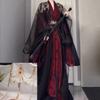 Hanfu Wei Jin Style Unisex Wide Sleeve Costume Set With Embroidery Red Blue Options