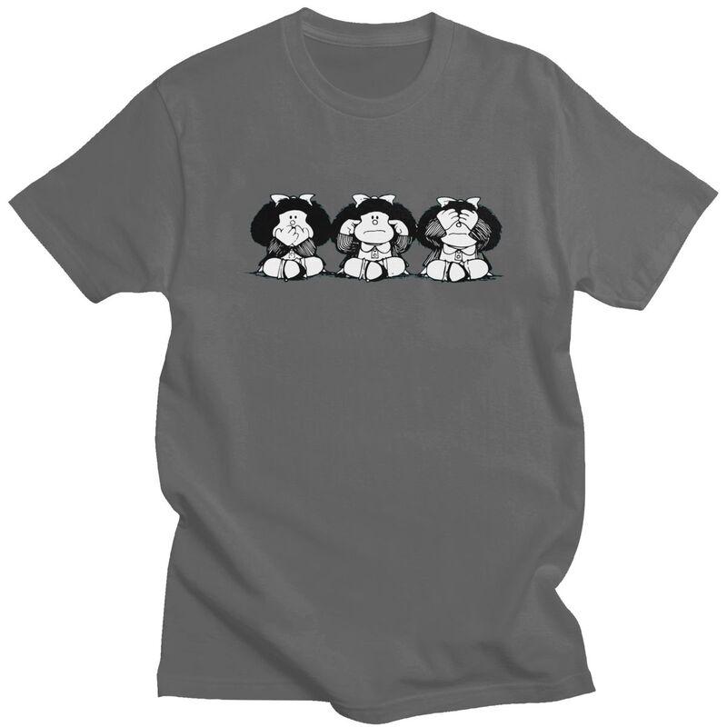 Custom Male Quino Comic Cartoon Mafalda T Shirt ShortSleeve Cotton Tshirts Streetwear Tshirt Casual Tee Slim Fit Clothing