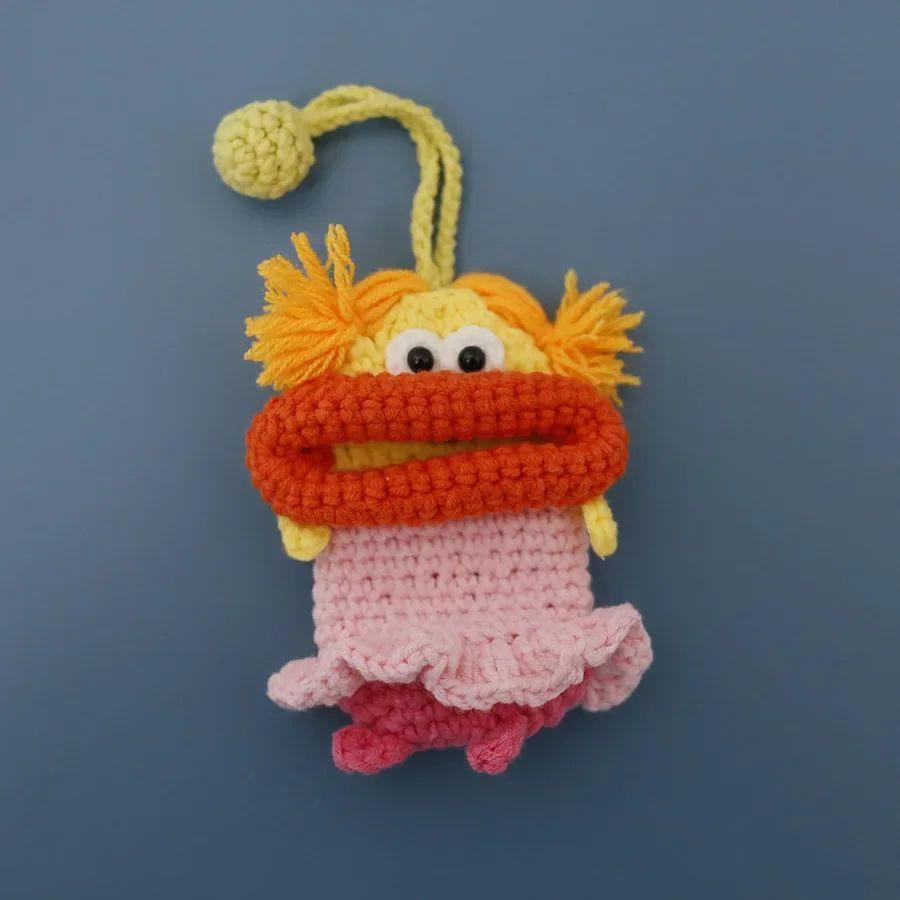 Lustige Häkel-Schlüsselanhänger Stricken Niedliche Wurstmund-Puppe Schlüsselhalter Nützliche Gestrickte Aufbewahrungstasche Schlüsselanhänger Für Autoschlüssel Großhandel