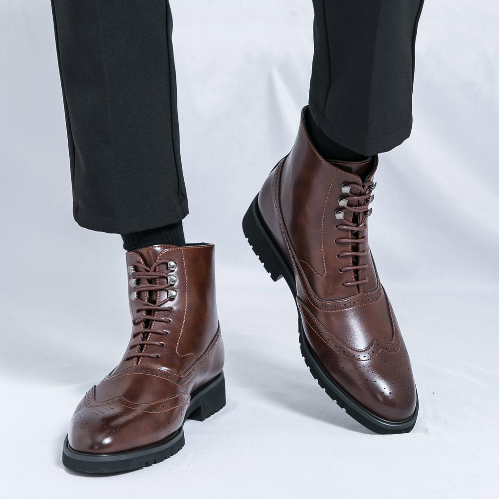 Fashion New Dress Chelsea Boots Men Shoes PU Brown Fashion Versatile Business Casual British Style Street Party Wear Classic Ankle Boots