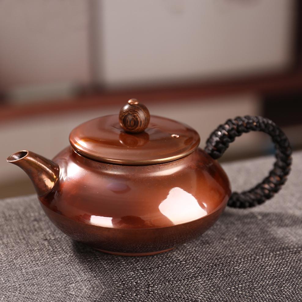 Retro Small Copper Tea Kettle, Traditional Handmade Red Copper Teapot, Small Health Brewinig Tea Pot, Kung Fu Tea Set, 200Ml