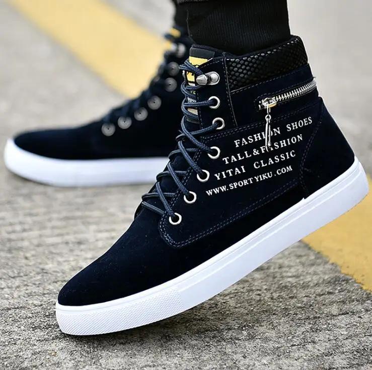 Herrenschuhe Frühling High-Top Skateboarding-Sneakers Neue Lässige Sportschuhe für Herren Straßenschuhe Herren Flats Leder Walking-Schuh